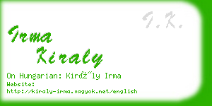 irma kiraly business card